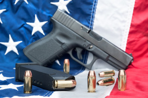 Pistol On American Flag